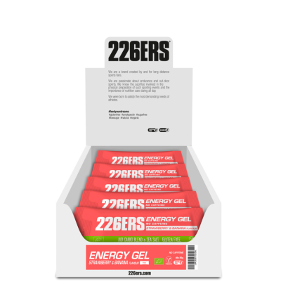 BOX ENERGY GEL BIO tubka 226ers - ekologiczny żel eneregtyczny o smaku truskawek i bananów, 25g.(mała saszetka) (40 sztuk)